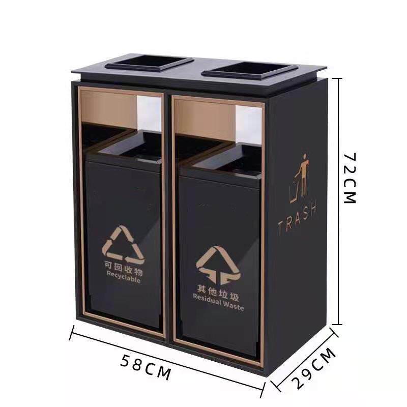 不锈钢无指纹环贸垃圾桶酒店商务办公楼大堂商场方形果皮箱四菱角