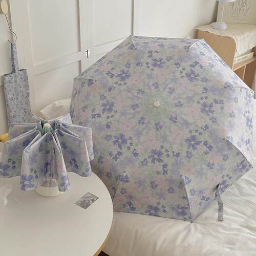 温柔碎花系ins小巧可携式学生晴雨两用遮阳伞遮阳伞抗UV女