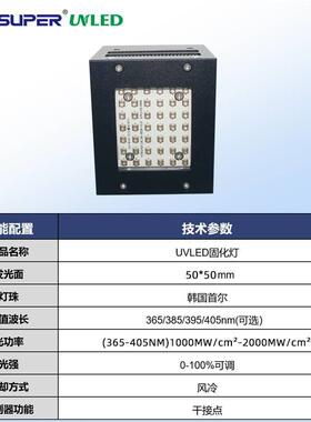 UVLED面光源50*50uv紫外线固化灯UV胶无影胶固化设备365nm/395nm