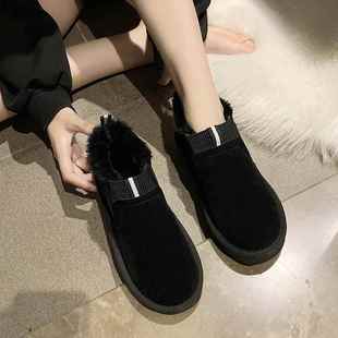 新款 滑短筒地靴冬季 雪女 女冬加绒保暖妈妈一脚蹬防鞋 高档老京棉鞋