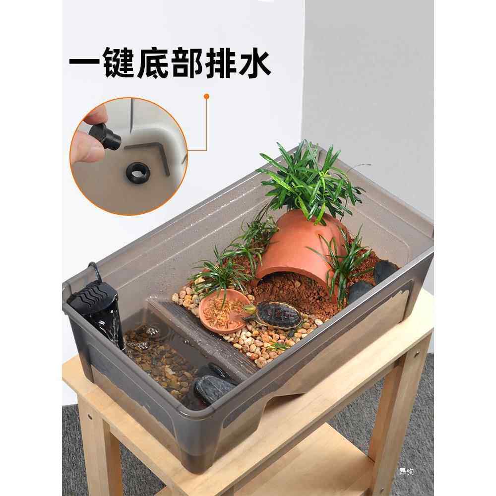 乌龟缸黄缘专用饲养箱造景生态大号缸水陆两栖半水龟躲避龟缸家用
