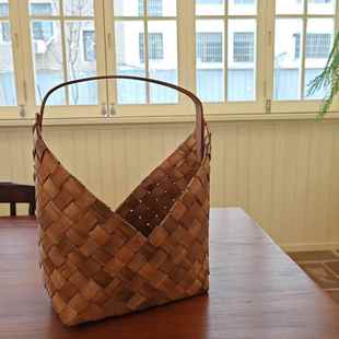 厂家直销竹编篮木片手提篮装 盒年货中秋粽子篮 饰摆饰篮编织包装