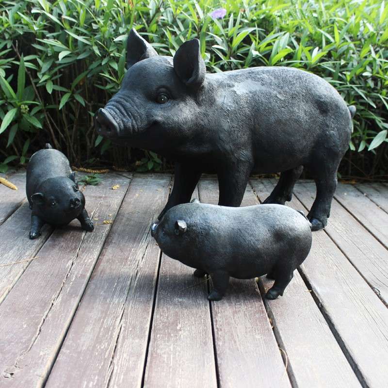 户外园林花园庭院仿真动物雕塑树脂猪摆件动物园农场饭店门口装饰