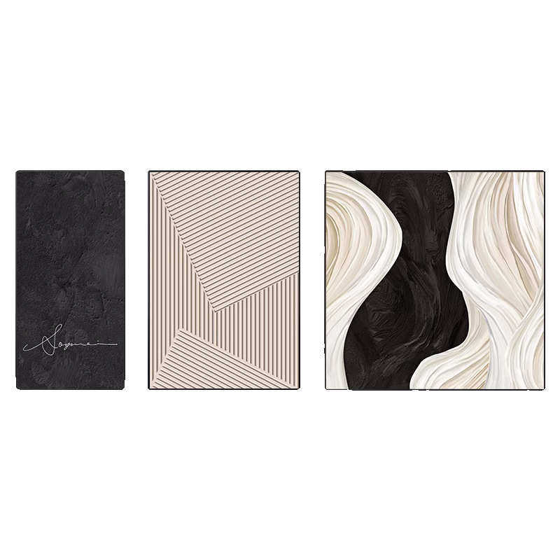 简约现代客厅装饰画黑白抽象沙发背景墙壁画轻奢高级感挂画三联画,家居饰品,现代装饰画,淘宝优惠券,粉丝福利购,淘宝优惠卷