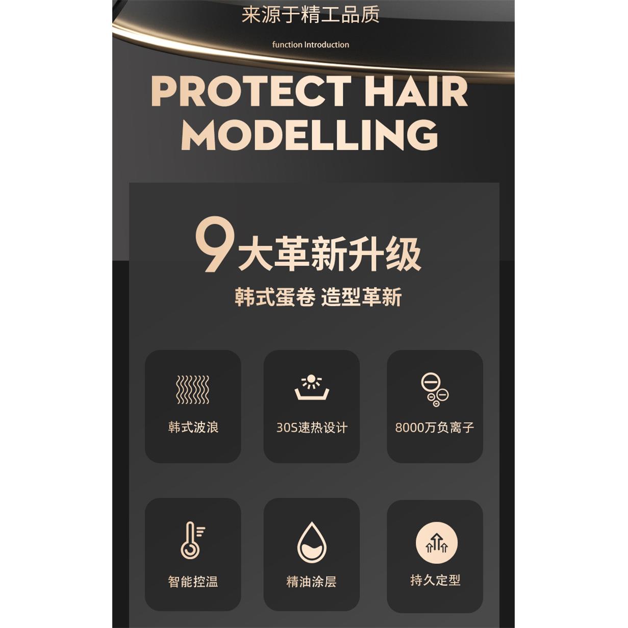 新款直销蛋卷家用理发店大卷直两用熨板学生波浪刘海拉直板卷发棒