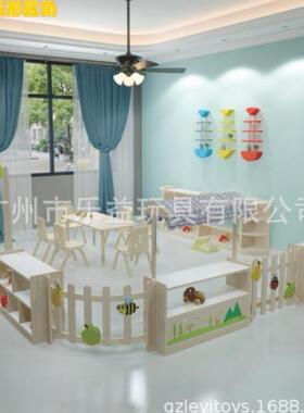实木儿园儿童科学区幼娃娃家区角物教具柜储柜区域JNH合组柜置物