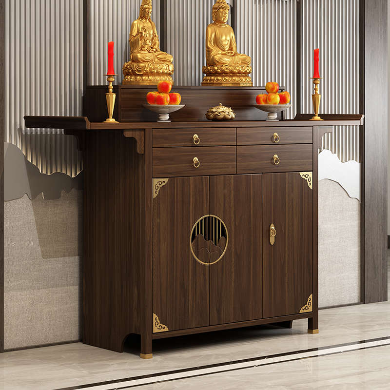 实木佛龛新中式供桌财神爷柜子神台柜现代轻奢佛台家用家用香案台