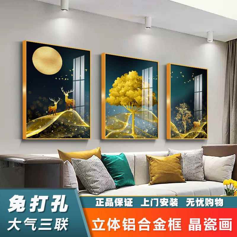 网红轻奢简约客厅装饰沙画发背景墙面壁画挂新中式厅餐卧室欧三北图片