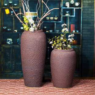 景德镇大号陶瓷三件套批发 摆件 复古做旧陶瓷花瓶 落地大花瓶软装