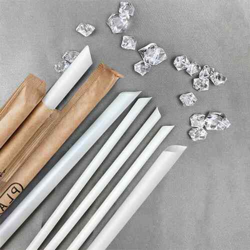 pla可降解一次性奶茶杯塑料吸管透明耐温牛皮纸独立包装定制LOGO