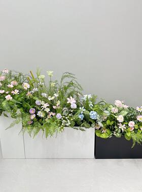 彷真绿色植物造景组合假花彷真花卉隔断花槽花箱样品屋展示中心饭
