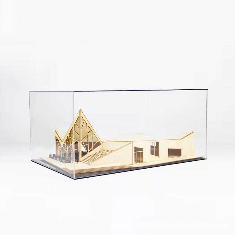样新PZ639式建筑木中别墅模型摆件亚克力罩软装板房书客房家居厅