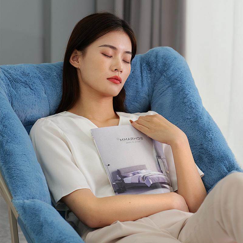 大号懒人沙发学生宿舍椅阳台月亮椅懒人办公椅棉垫北欧折叠椅靠背