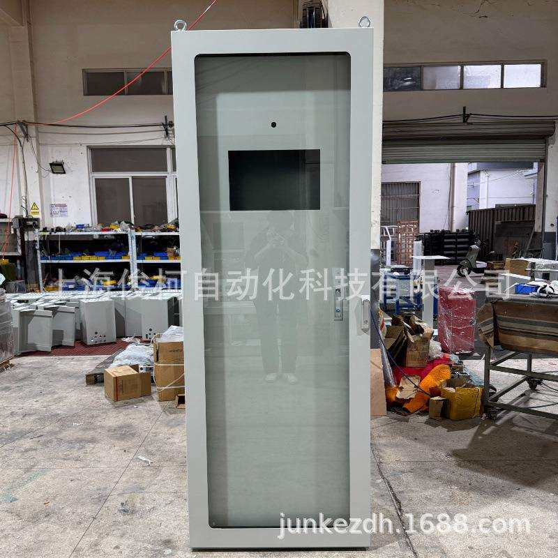 PLC控制柜RAL7035非标双层门外门玻璃视窗ES五折型材仿威图机柜