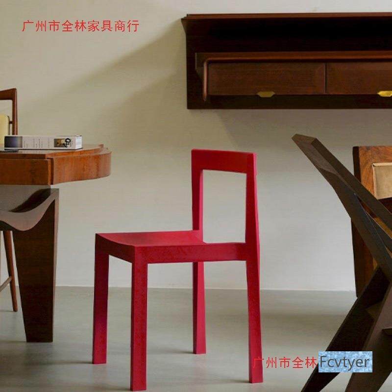 百洛靠背椅轻奢复古靠背实木餐椅中古现代网红椅子家用设计师简约