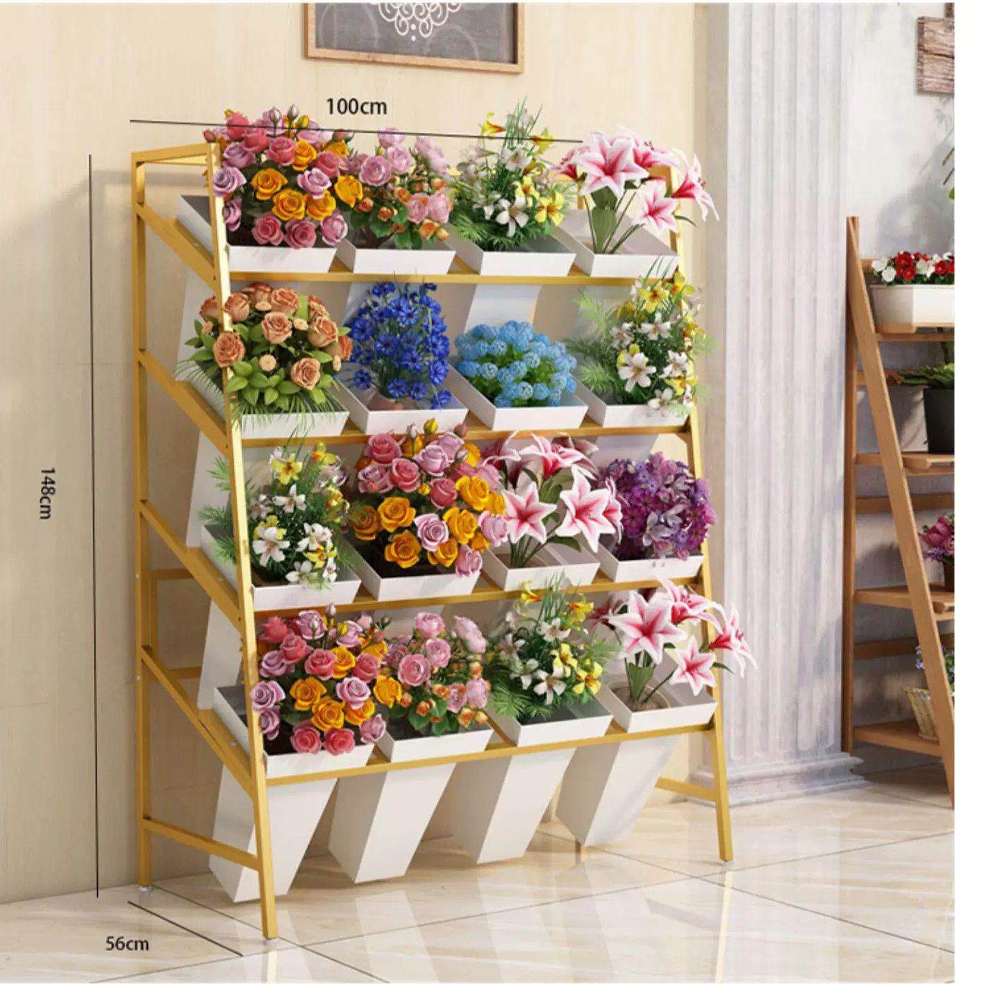 花店花架鲜花手工花展示架铁艺梯形多层摆放架花卉架加水醒花桶