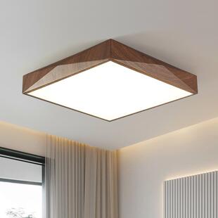 卧室灯现代简约护眼创意几何led超薄方形书房阳台房间木纹吸顶灯
