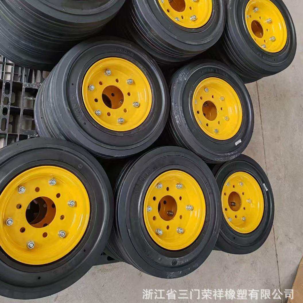 全橡胶实心轮胎400-8航空地面条纹式粘结机场拖车免维护现货秒发