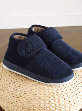 秋冬中老年人居家用防滑棉拖鞋男女包跟加绒保暖厚底柔软妈妈棉拖