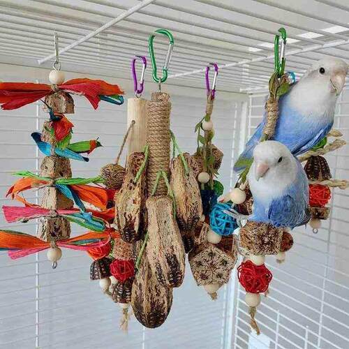 Large Parrot Toy Tearing Natural Wooden Blocks Bird Chewing