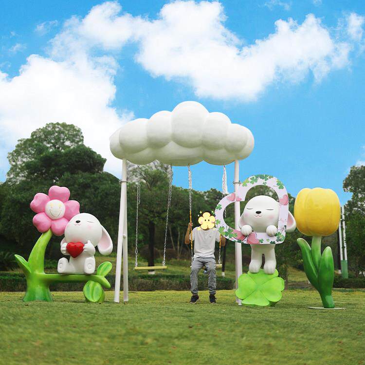 网红卡通玻璃钢兔子商场公园广场景区打卡拍照引流美陈动物大摆件
