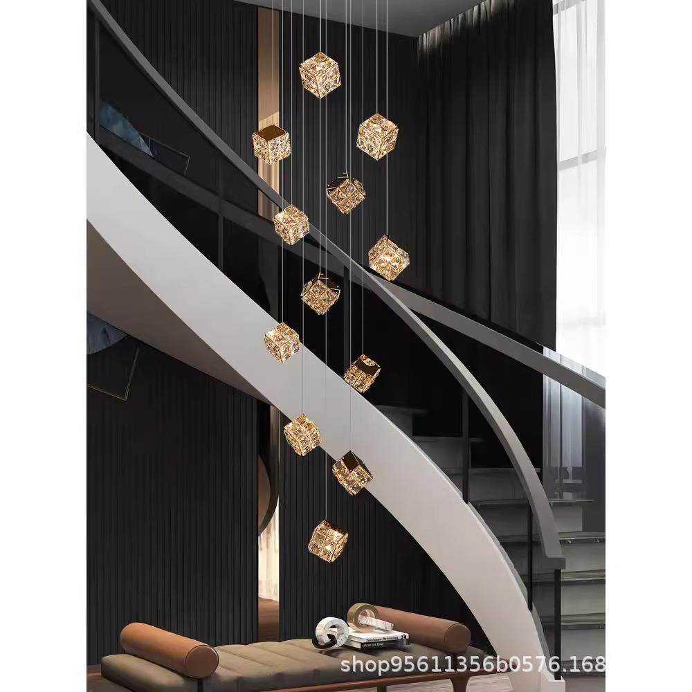 轻奢晶别593楼年梯间吊灯2025新款水挑高公寓墅复式楼客厅长吊灯