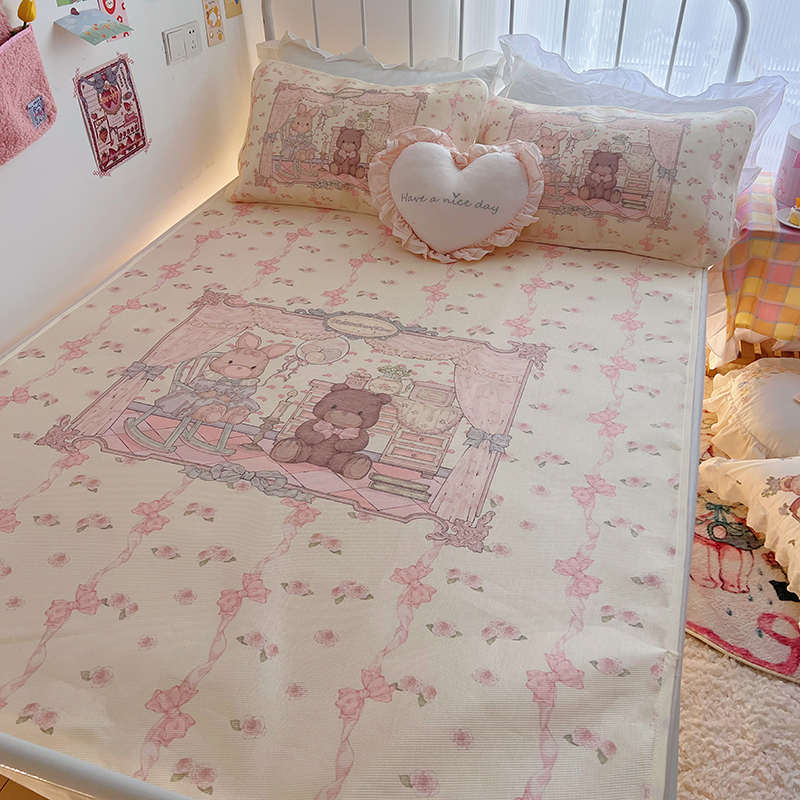 hx心凉三件套丝凉席.可爱少女床上用品冰好 5m1席子宿舍夏季感物