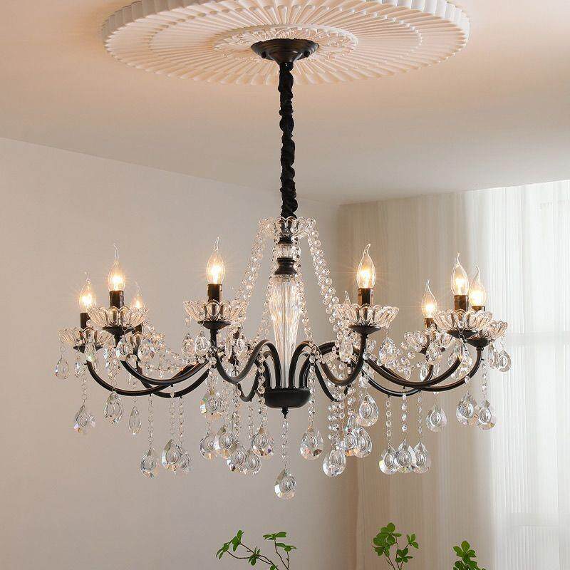 美式复古水晶灯中古风简约大气卧室欧式客厅轻奢餐厅法式蜡烛吊灯