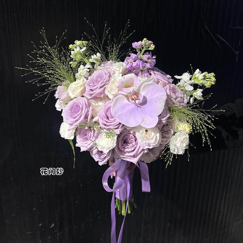 紫色系小众新娘手捧花仿真香皂花成品送闺蜜女朋友订婚结婚拍照