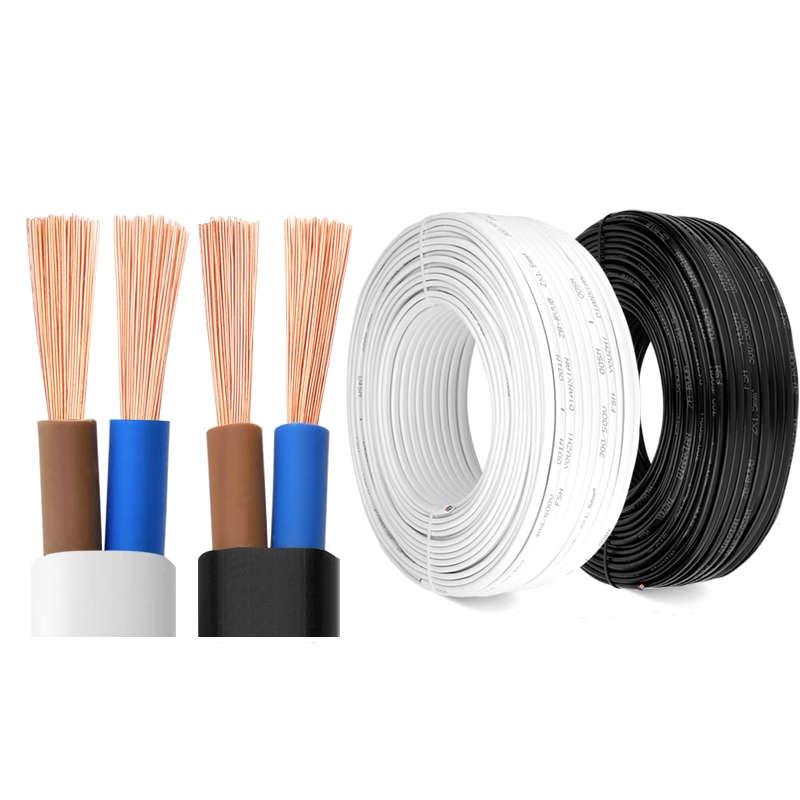 珠江电线纯铜软芯黑白色家用RVVB2芯1/1.5/2.5/4平方护套线平行线