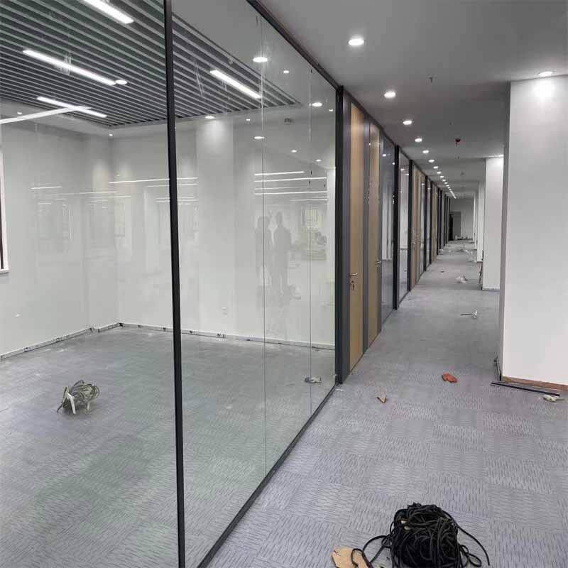 办断公侧室全景单玻隔弧形钢化84款玻璃板屏风单隔墙主播隔音老高