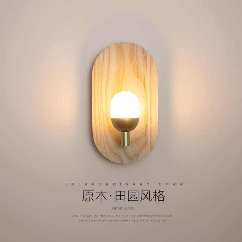 卧室新款小原木北欧简约走廊日式木简餐厅风艺壁灯吊灯现代吧台极