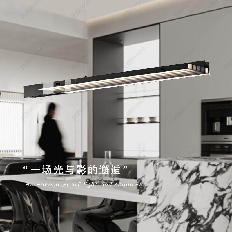 意式轻奢餐厅吊灯高端现代极简岛台吧台长条玻璃设计师一字餐厅灯