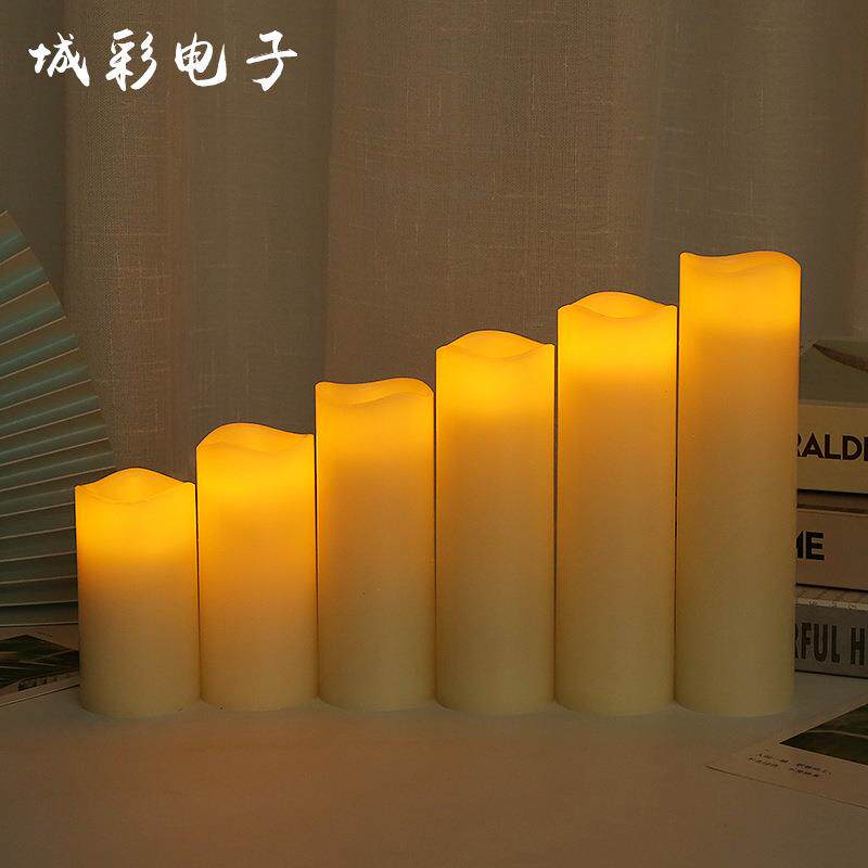 波浪口LED蜡烛圆柱电子蜡烛灯真蜡圣诞节日装饰布置用品波浪创意