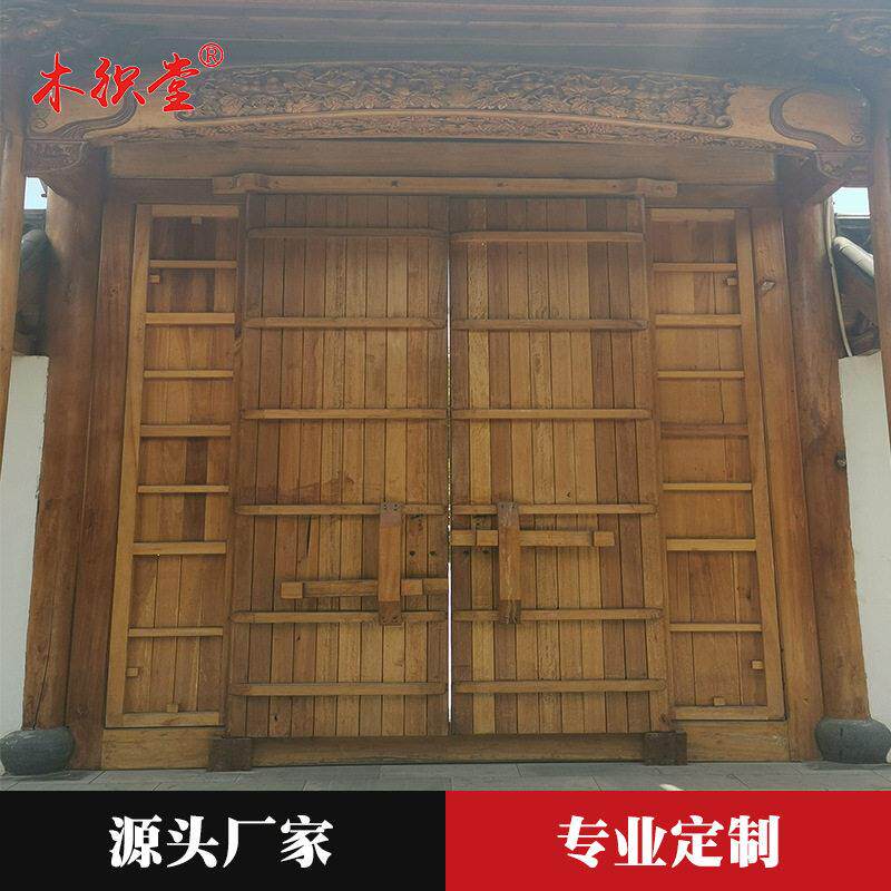 仿撒古大门定制中式实木入户板盘门厂家订MAGA-102制复古带棋门原