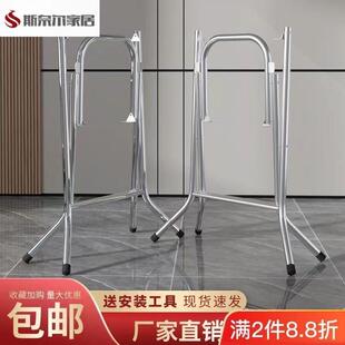 加厚可折叠桌腿不锈钢圆桌方桌架靠边站家用餐桌脚简易折叠桌子腿
