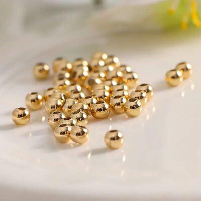 2MM 2.5MM 4MM 6MM 14K Gold Color Plated Brass Round Ball Bea