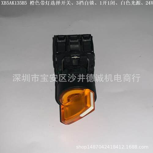 XB5AK133B5 绿色带灯选择开关 三档自锁、1开1闭、白色光源、24V