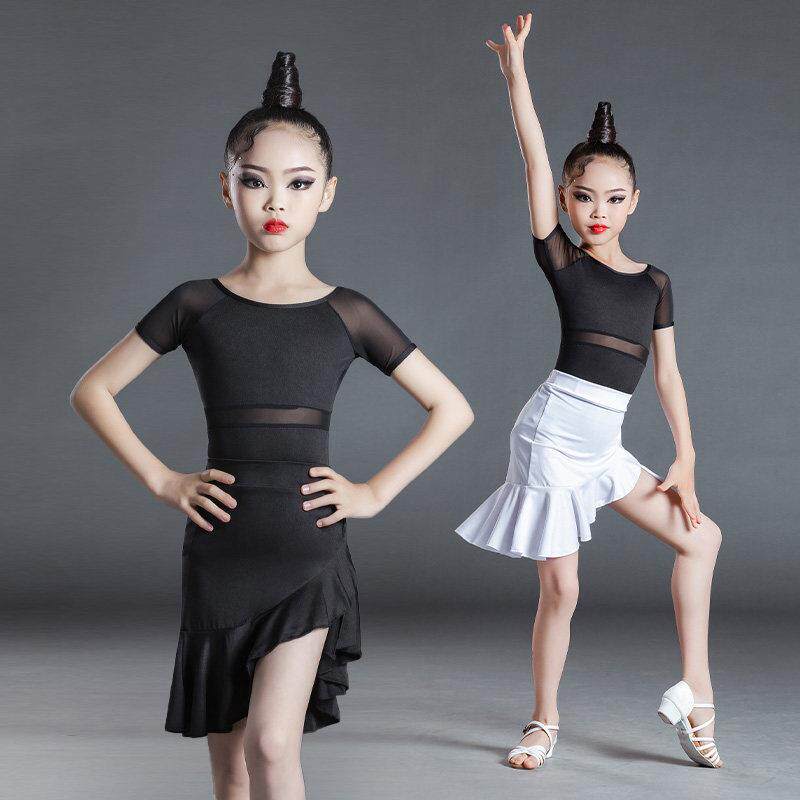 儿童拉丁舞服女童夏季两件式练功服幼儿检定考试训练舞蹈服拉丁舞