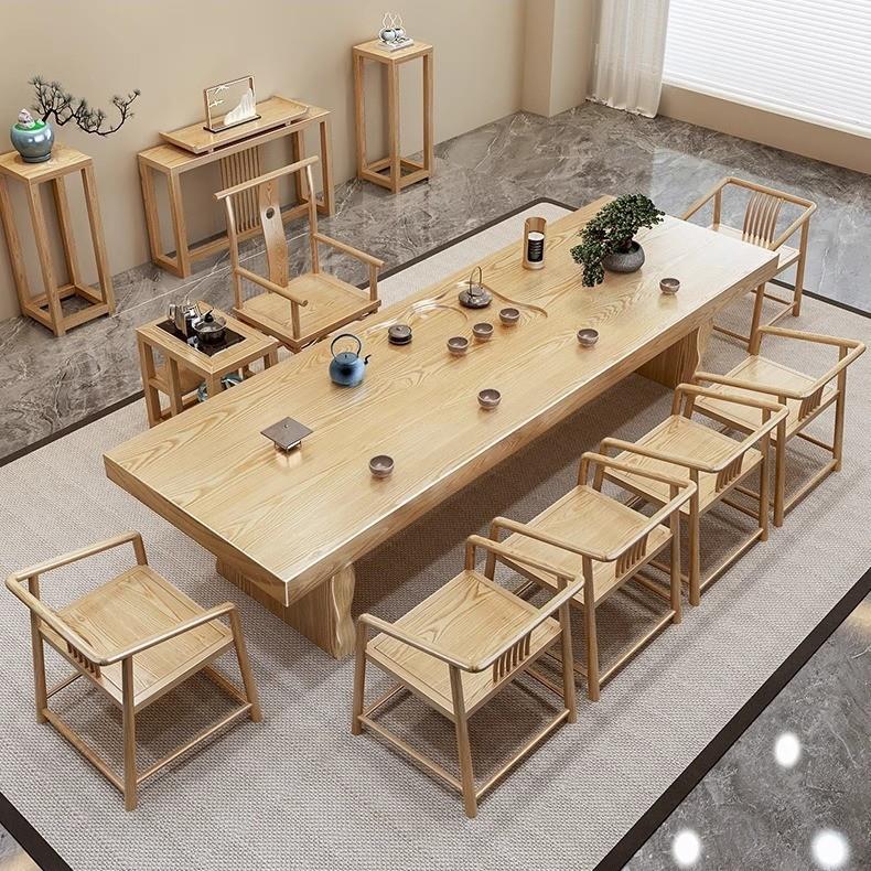 原木茶桌椅组合茶台茶盘一体功夫新中式禅意办公室会客实木泡茶桌