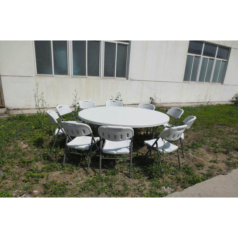 圆形塑料桌 可折叠式 户外钢塑圆桌 加大型塑料饭桌 12人用餐桌