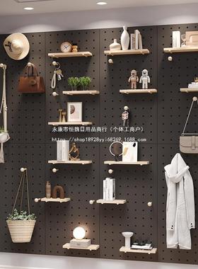 实木洞洞置物架挂板板34973入板门口玄关户墙面上全身镜子收纳架