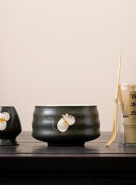 茶手日式抹MNE碗陶绘瓷打抹茶用套装筅竹子抹茶刷百本立宋代点茶