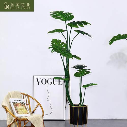 北欧仿真植物龟背树假绿植大型龟背盆景客厅摆设落地盆栽室内装饰