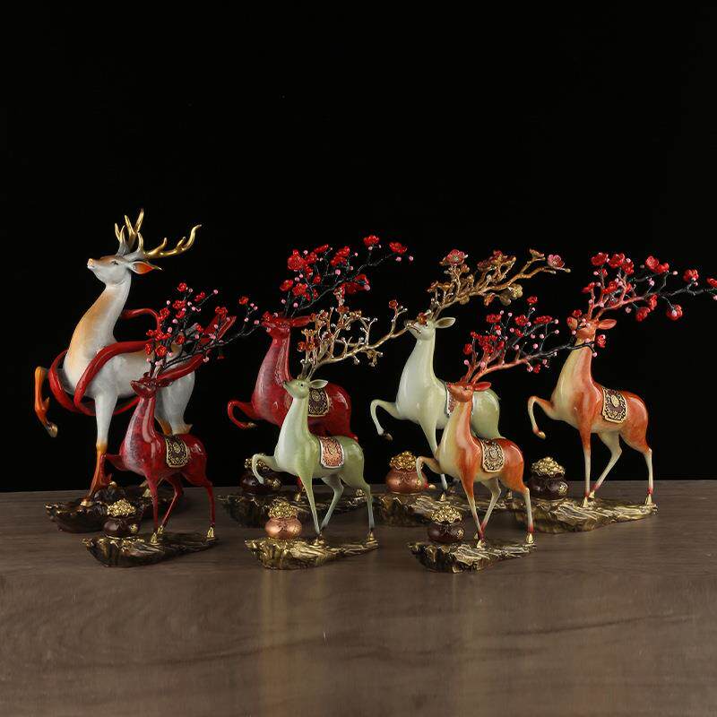 铜鹿家居摆件梅花鹿一路发财一鹿生财客厅玄关酒柜创意摆件