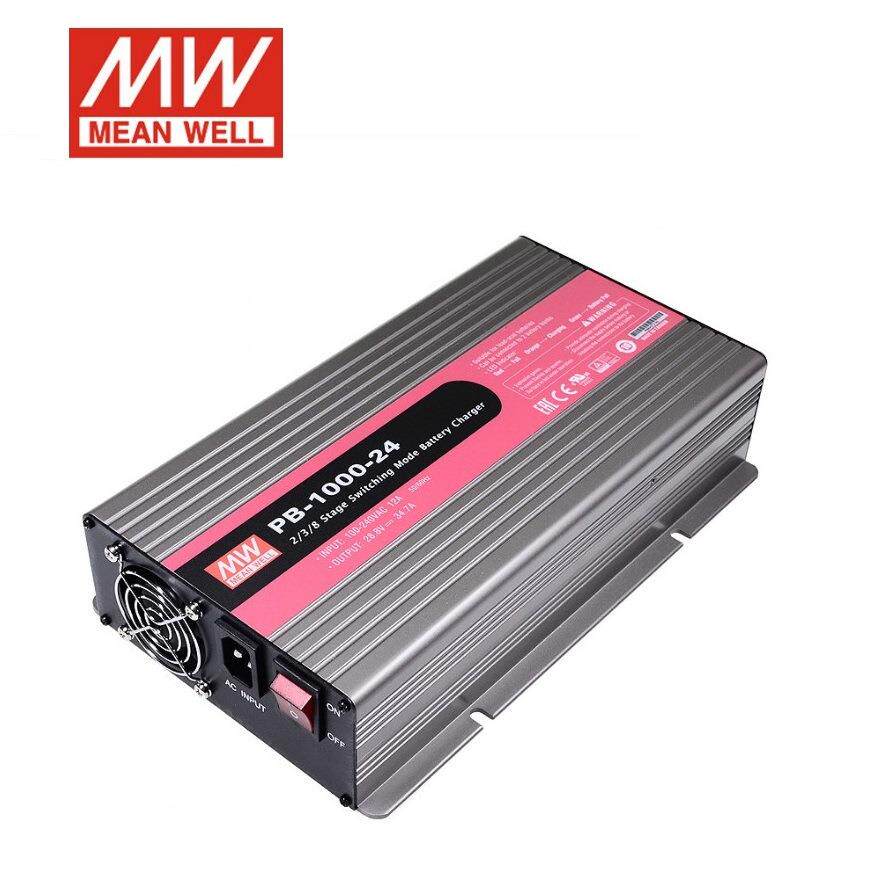 PB-1000-12/24/48V明纬电源2/3/8段式铅酸电池PFC智能充电器1000W