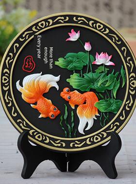 活性炭雕工艺品年年有余家居装饰品摆设博古架摆件乔迁礼品碳雕