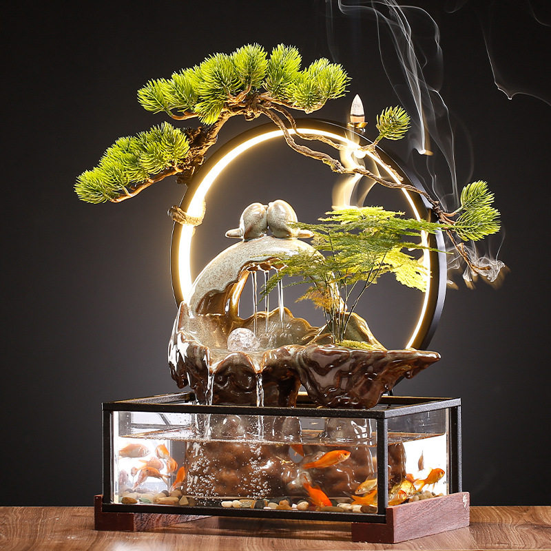 招财流水生财摆件创意喷泉循环水车鱼缸家居办公桌面开业乔迁礼品,家居饰品,流水摆件,淘宝优惠券,粉丝福利购,淘宝优惠卷