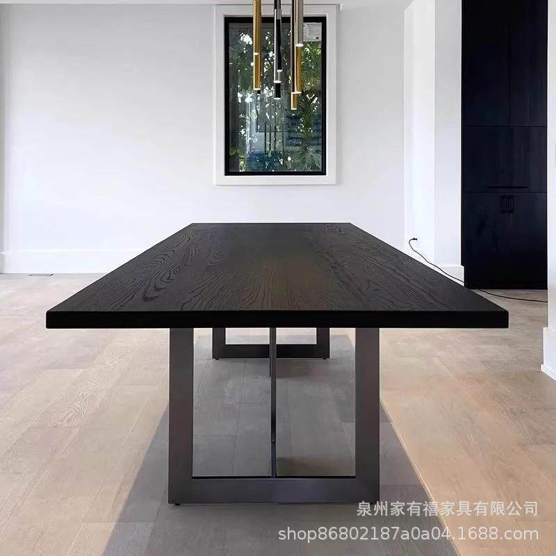 侘叙风实木办公桌复古会议桌简约电脑桌设计师长桌茶桌商务洽谈桌