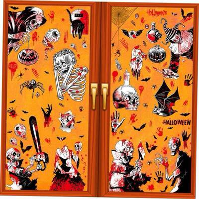 Halloween Skeleton Window Stickers万圣节窗贴静电贴